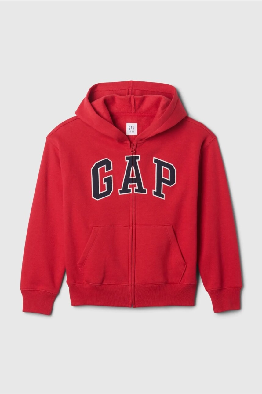 Buzo Canguro Con Cierre Logo Gap Niño Modern Red