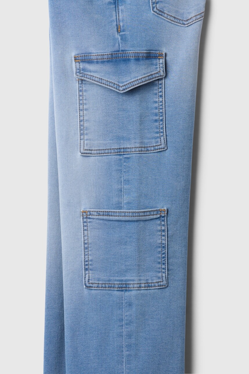 Jean Easy Wide Cargo Niña Light Wash