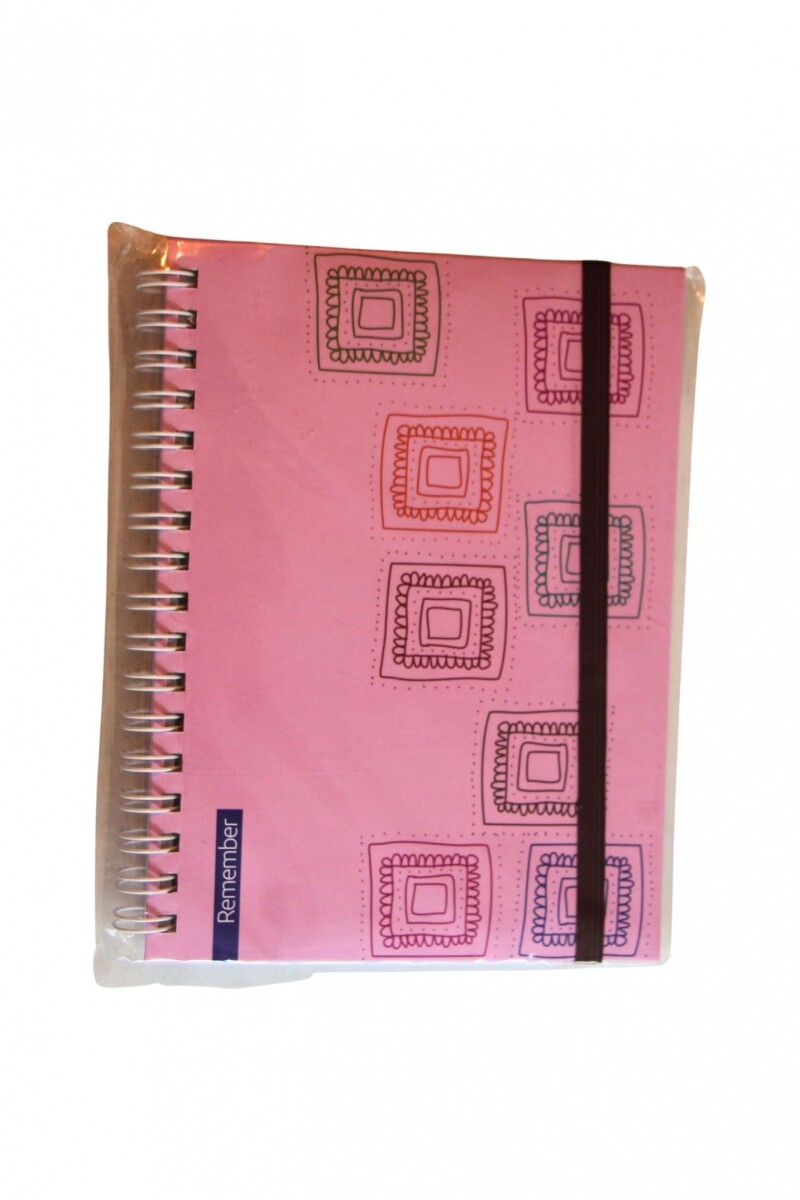 CUADERNO REMEMBER PRINT 17X23 - TAPA CUADRADOS ROSADO 