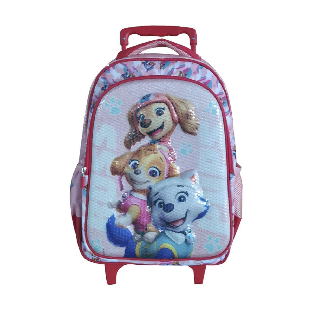 Mochila Infantil 3D con Carro Tafeta Grande 40 x 30 cm - Paw Patrol Fem Rosa 