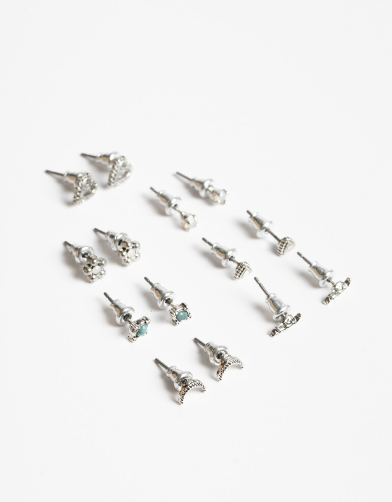 Aros Sets Folk Set Aros Boho - Plateado Antique Silver