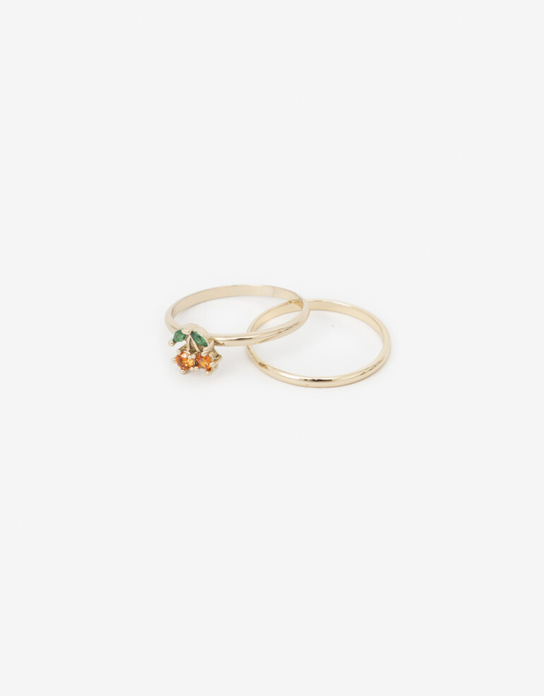 Sets Anillos Strass Set De Anillos Cherry - Dorado