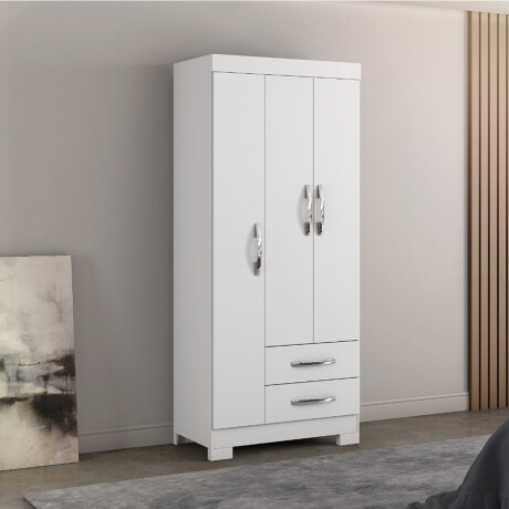 ROPERO 3 PUERTAS 2 CAJONES GUARDARROPA ARMARIO PLACARD CLOSET CON ESTANTES Y PERCHERO BLANCO - FLEX