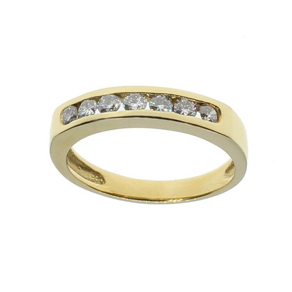 Anillo medio sin fin de oro amarillo con siete brillantes Anillo medio sin fin de oro amarillo con siete brillantes