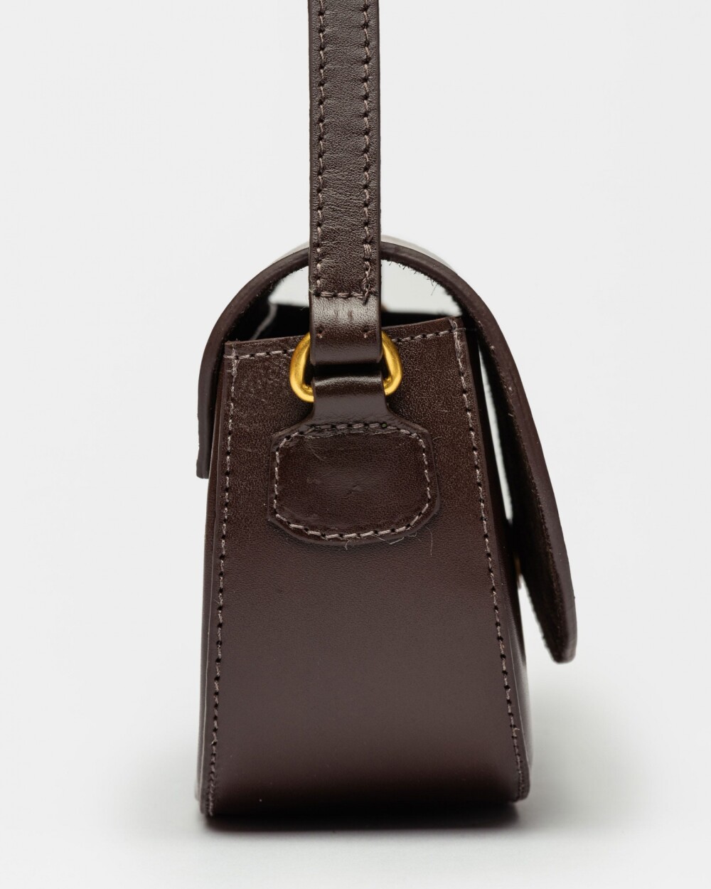 Bandolera Lunette en cuero vaquita Chocolate