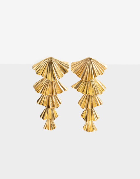 Aros Colgantes Largos Metal Aros Largos En Piezas De Caracoles - Dorado Oro Amarillo