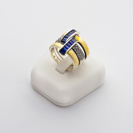 Anillo de plata 925, double en oro 18 ktes y circonias. Anillo de plata 925, double en oro 18 ktes y circonias.