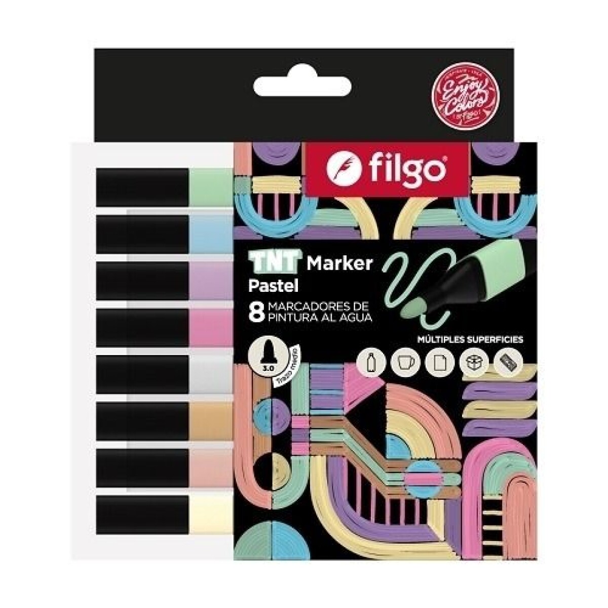 Filgo marcador TNT market 3.0- estuche 8 pastel - Filgo Marcador Tnt Market 3.0- Estuche 8 Pastel 