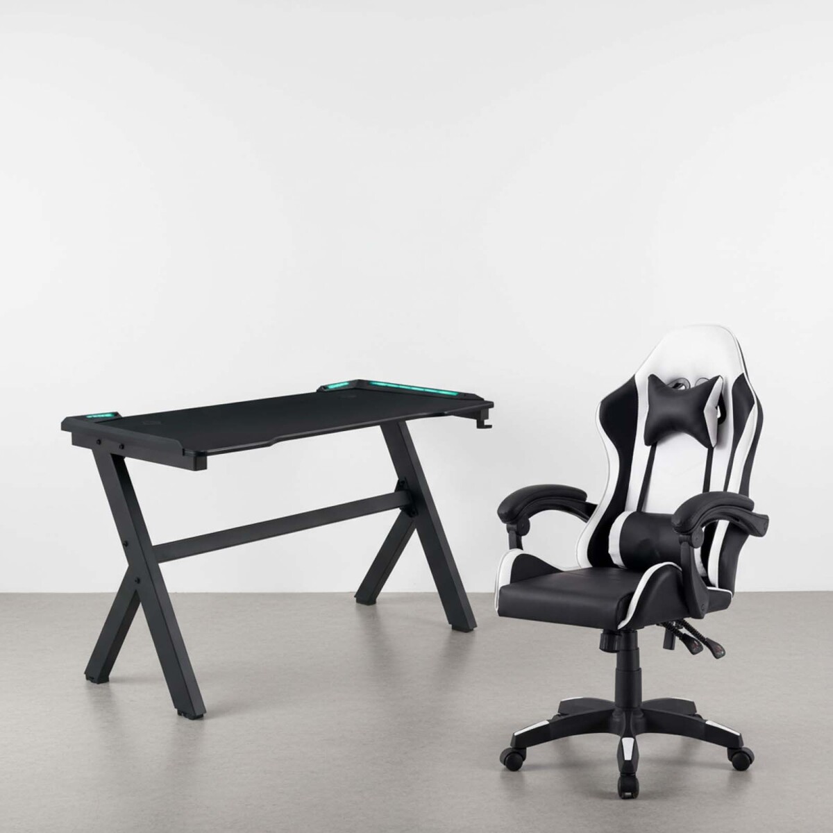 SILLA - + ESCRITORIO GAMER LED 