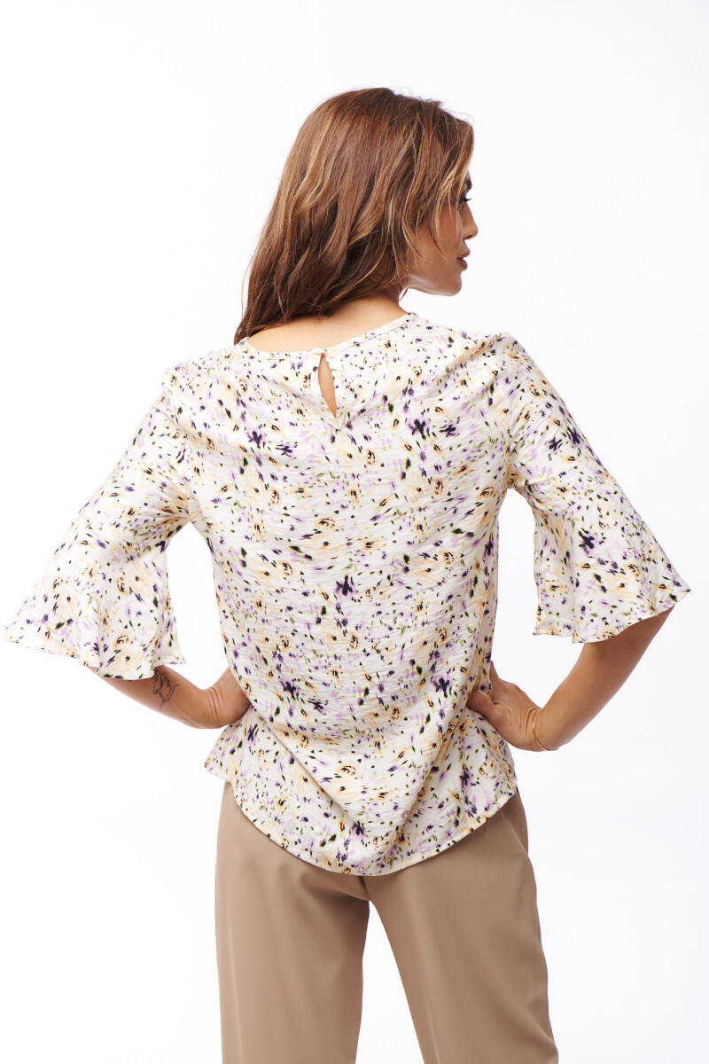 BLUSA LARISSA ESTAMPADO LILA Y AMARILLO