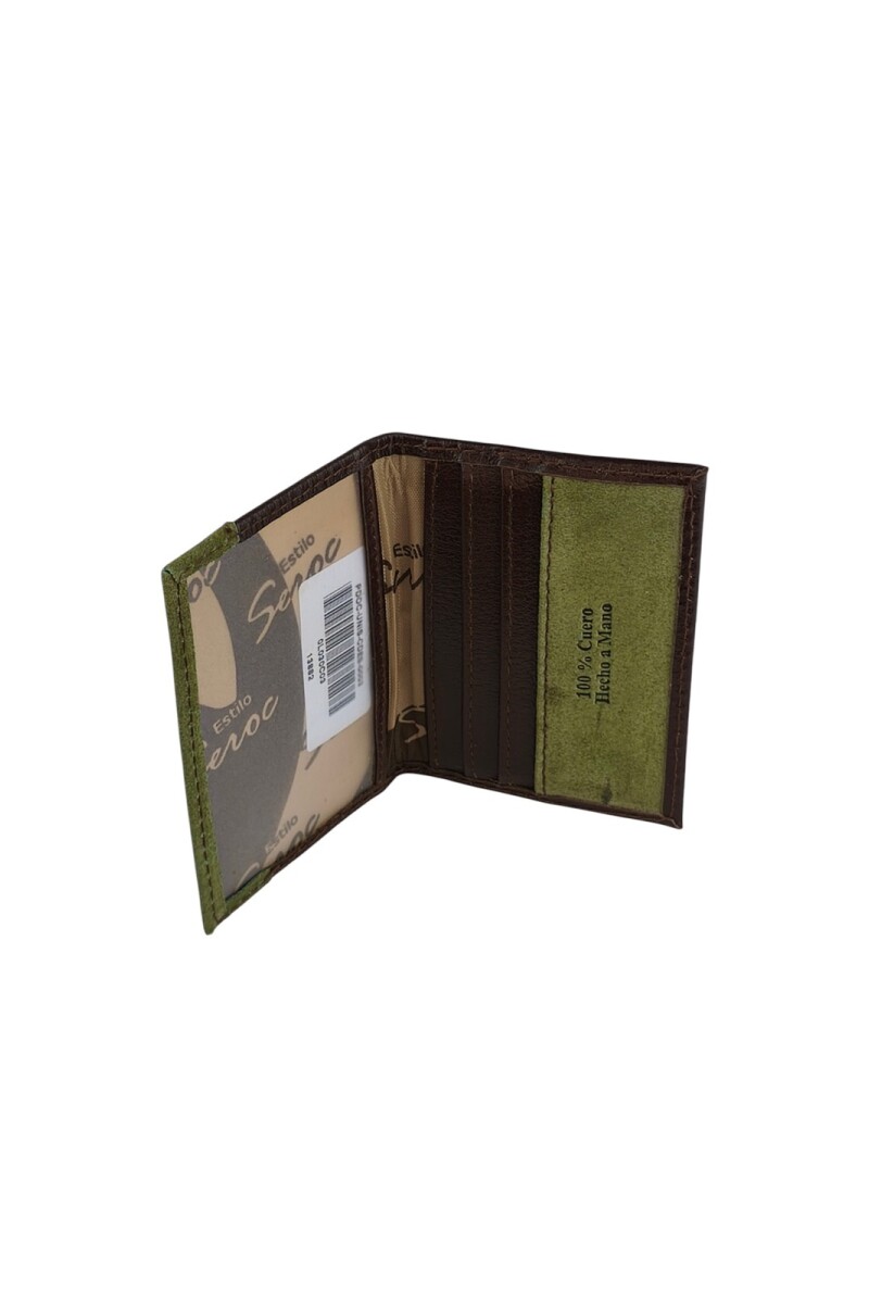 Porta Documentos de Cuero Genuino | Bicolor y Hecho a Mano Marrón c/verde