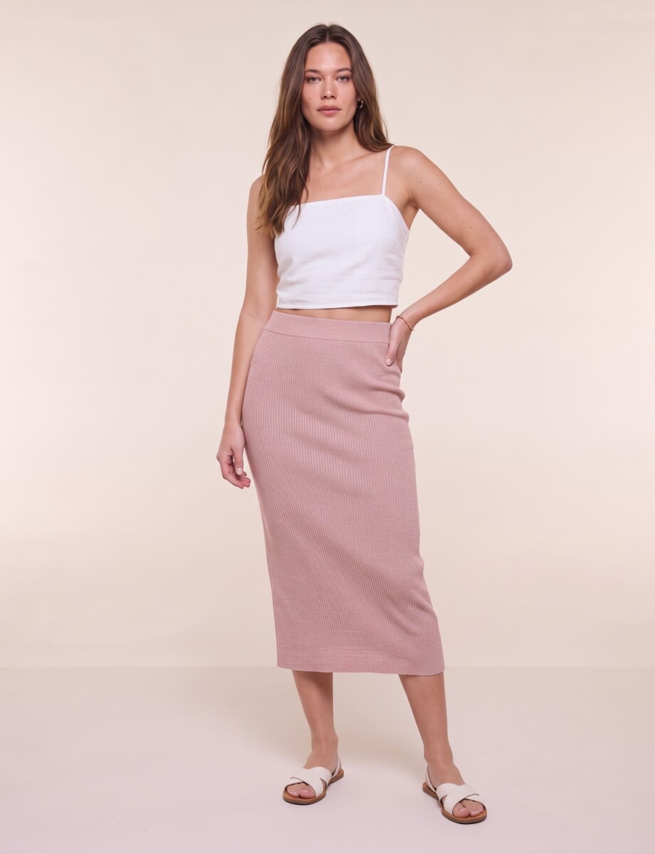 Falda Midi Tejida - Rosa 