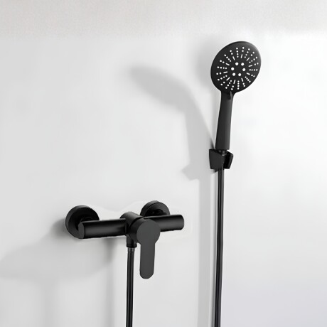 Grifería duchero teléfono + Soporte + Colilla baño NEGRO