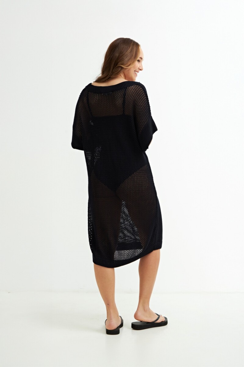 Vestido tejido calado NEGRO