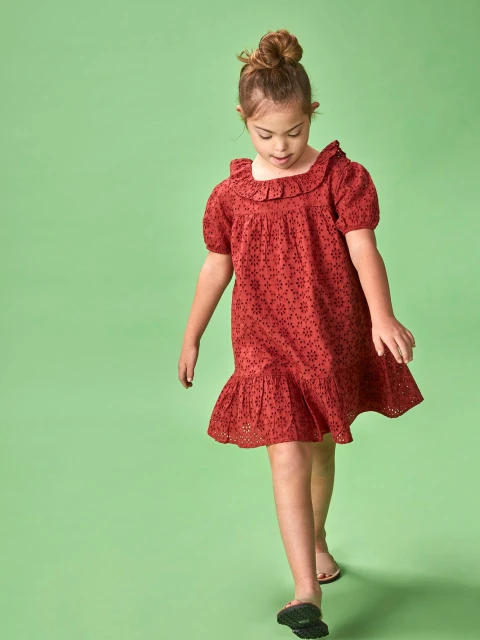 Vestido Openwork Marsala Rojo