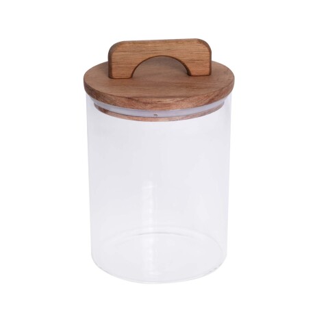FRASCO C/TAPA VIDRIO-Y-MADERA TRANSPARENTE A119