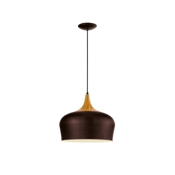 Lámpara colgante campana marrón/madera Ø35 OBREGON EG1152