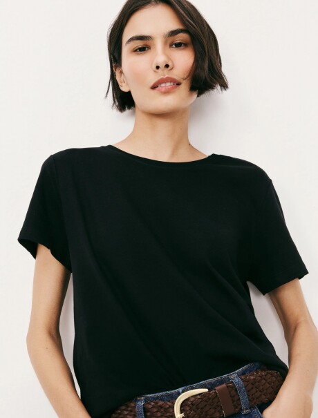 CAMISETA BÁSICA MANGA CORTA NEGRO