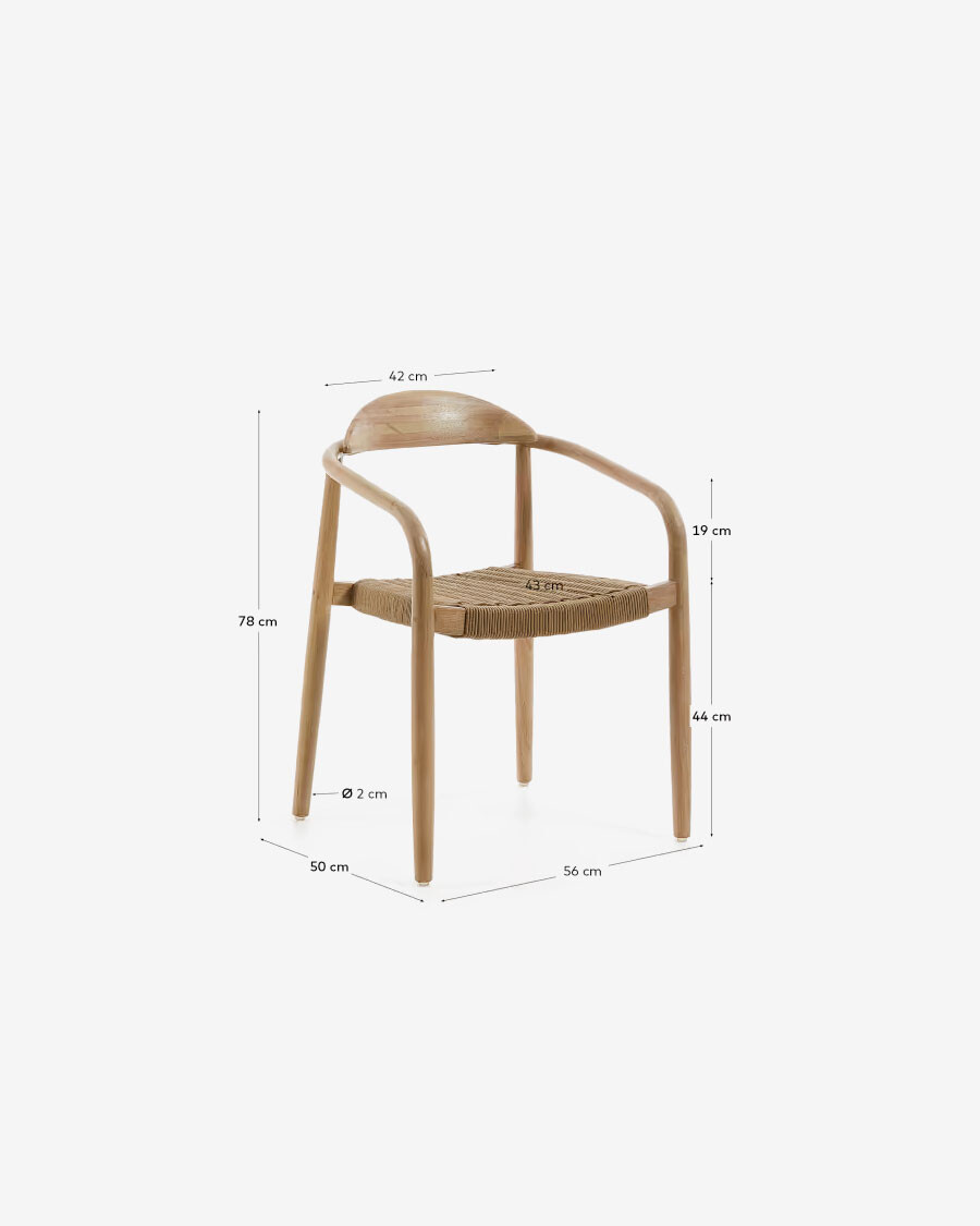Silla Nina madera maciza de acacia y cuerda beige