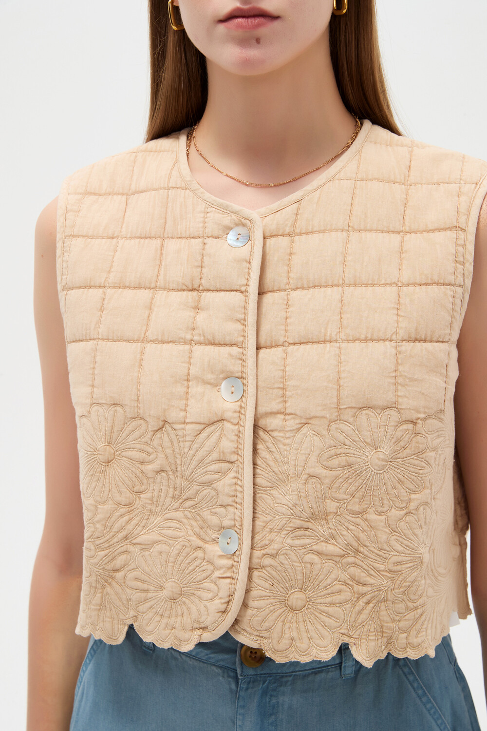 Chaleco Pufia Beige Claro