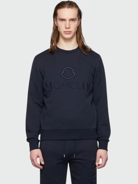 Moncler -Buzo de diseño clásico con logo en algodón Azul