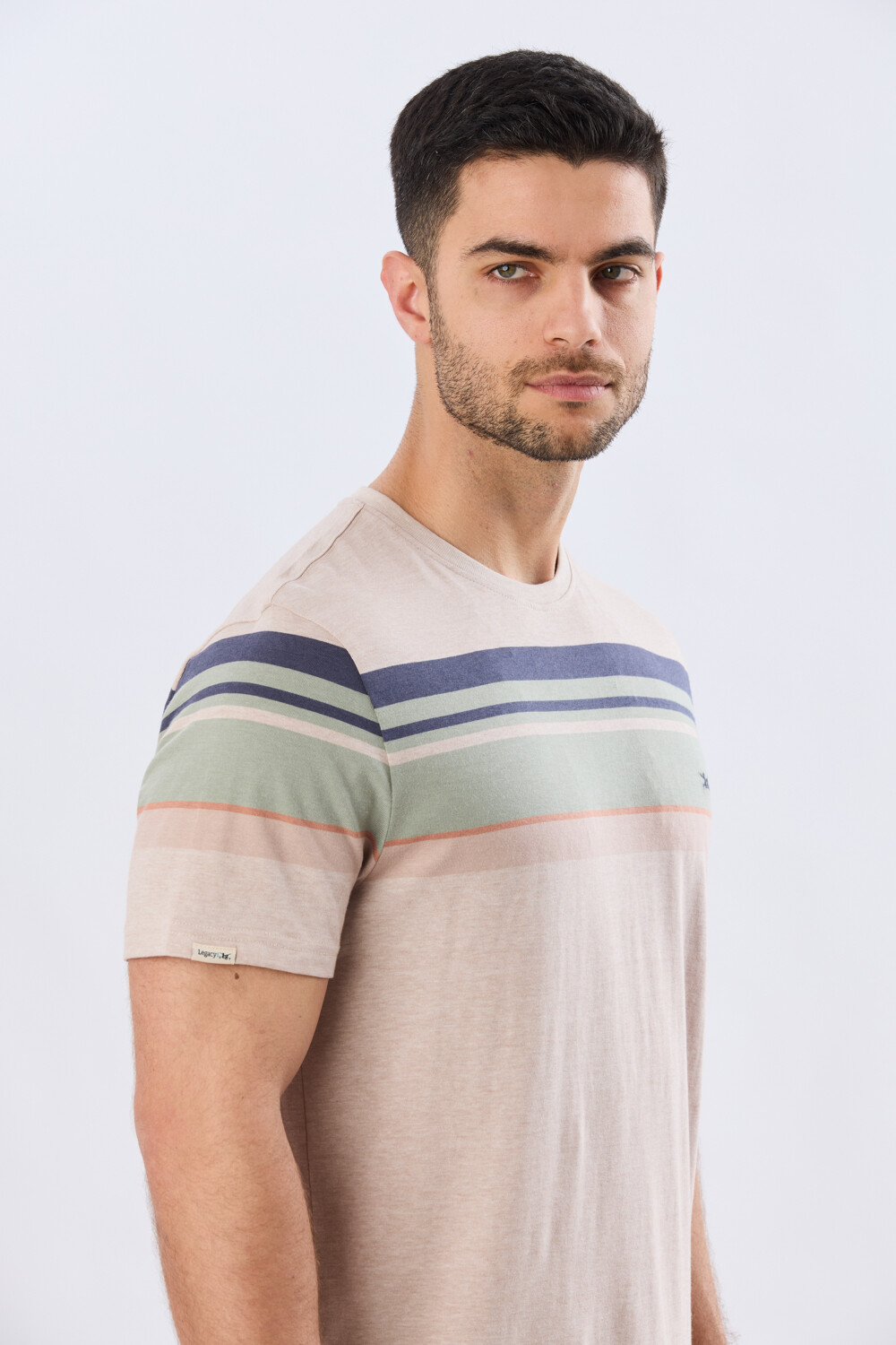 REMERA RAYADA DE ALGODÓN Beige