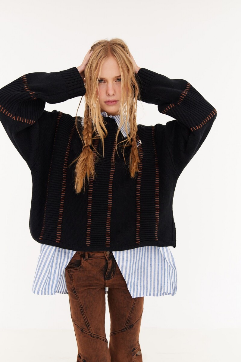 Sweater Grid Negro