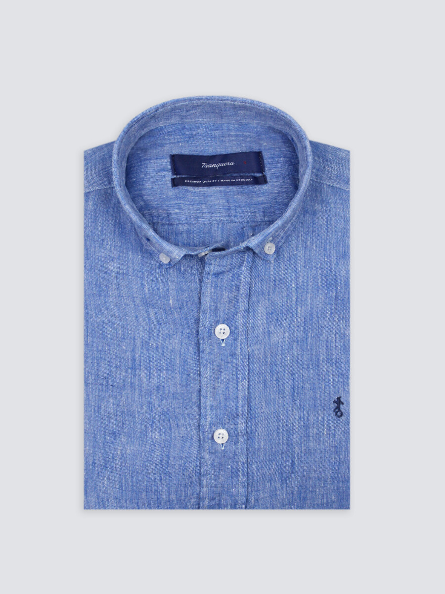 Camisa de Lino - Celeste Oscuro 