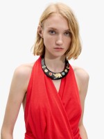 Collar Choker Con Cerámica Y Piedra multicolor