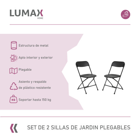 Set de 2 Sillas Lumax de Jardin Plegable Portable Set de 2 Sillas Lumax de Jardin Plegable Portable