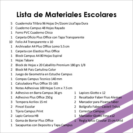 Lista de Materiales Escolares The Anglo School - 5º Carrasco Lista de Materiales Escolares The Anglo School - 5º Carrasco
