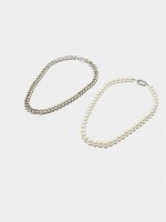 Collar Conversible De Eslabones Y Perlas plateado