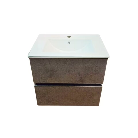 Mueble de baño suspendido Gris Oacuro 60 cm con bacha de loza Mueble De Baño Suspendido Gris Oacuro 60 Cm Con Bacha De Loza