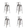 Taburete Tolix Pack 4 unidades En Metal Con Respaldo Gris