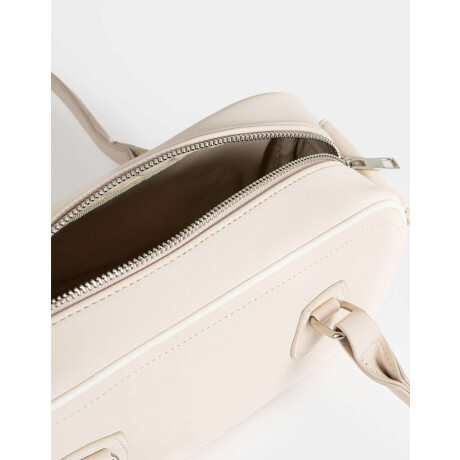 Cartera Bowling Con Charm Marron Beige