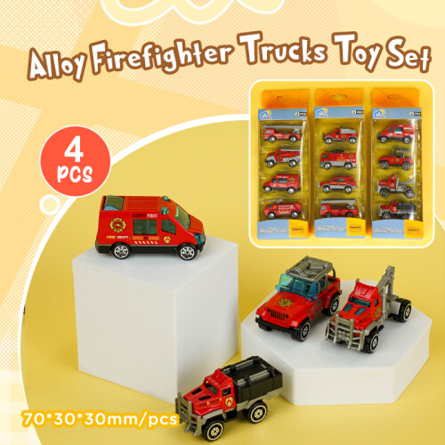 Set 4 Camioncitos De Bomberos De Juguete - Pull Back Set 4 Camioncitos De Bomberos De Juguete - Pull Back
