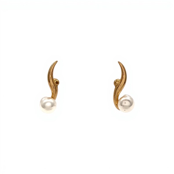 Caravanas Perlas Colgante - Oro bajo - Perla de cultivo - CA8272 conperla