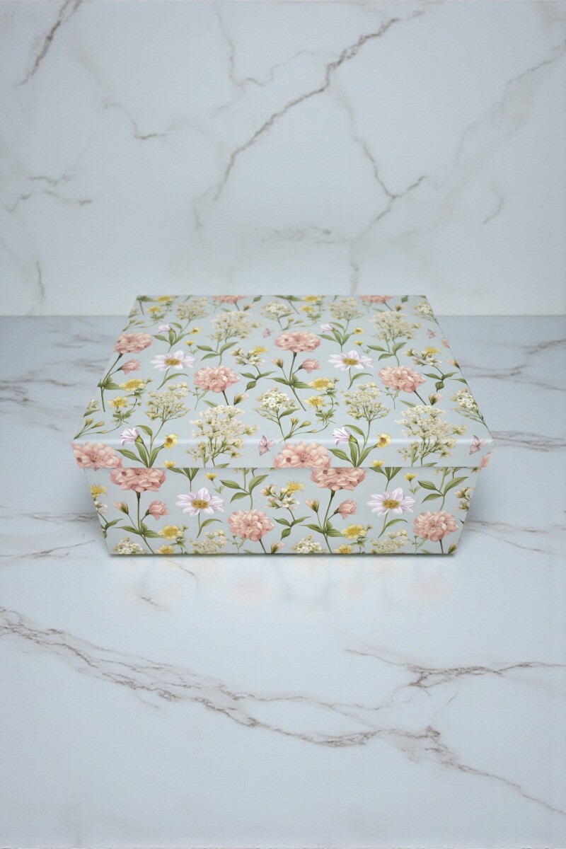 Caja rigida - flores - 19,5 x 26,5 x 11,5 