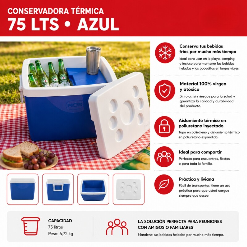 Conservadora térmica 75 lts AZUL