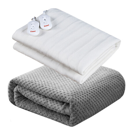 Set Invierno Manta Frazada Polar 2Pzas + Calienta Cama CuorI Gris