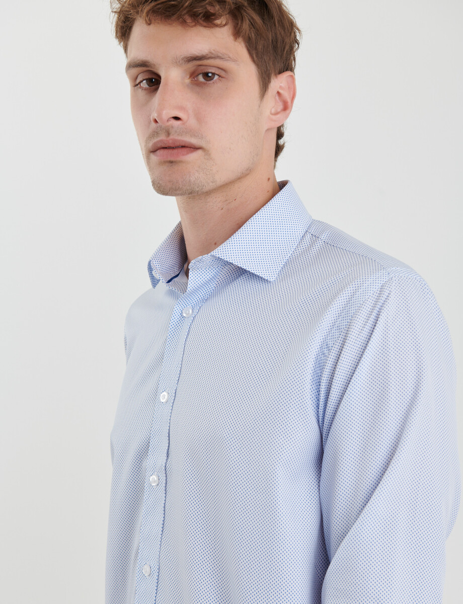 012595 CAMISA HARRINGTON LABEL Blanco/azul