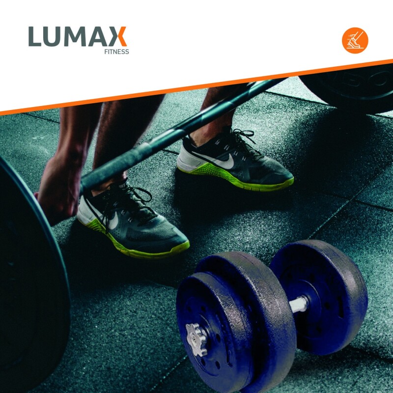 Kit 2 Mancuernas + Barra Recta 1.5m + 50 Kilos Pesas 4x10Kg 2x5Kg
