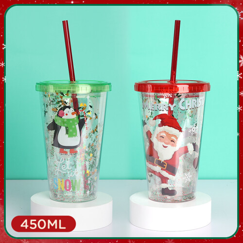 Vaso Navidad Con Sorbito #3 Vaso Navidad Con Sorbito #3