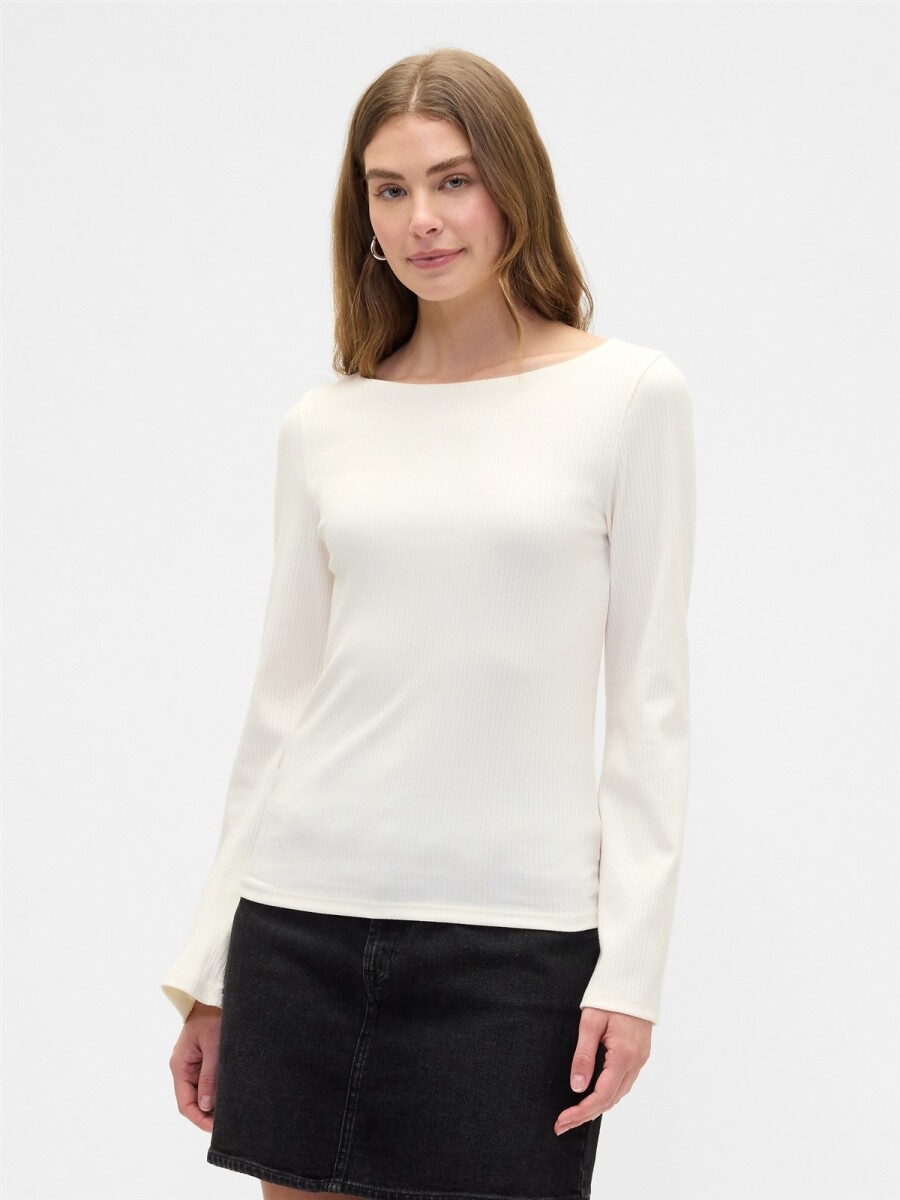 Remera Cuello Bote Mujer - Ivory Frost 