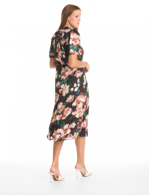 Vestido Saten Flores MULTI/NEGRO