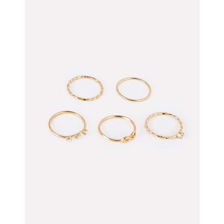 Set De Anillos Delicados Dorado