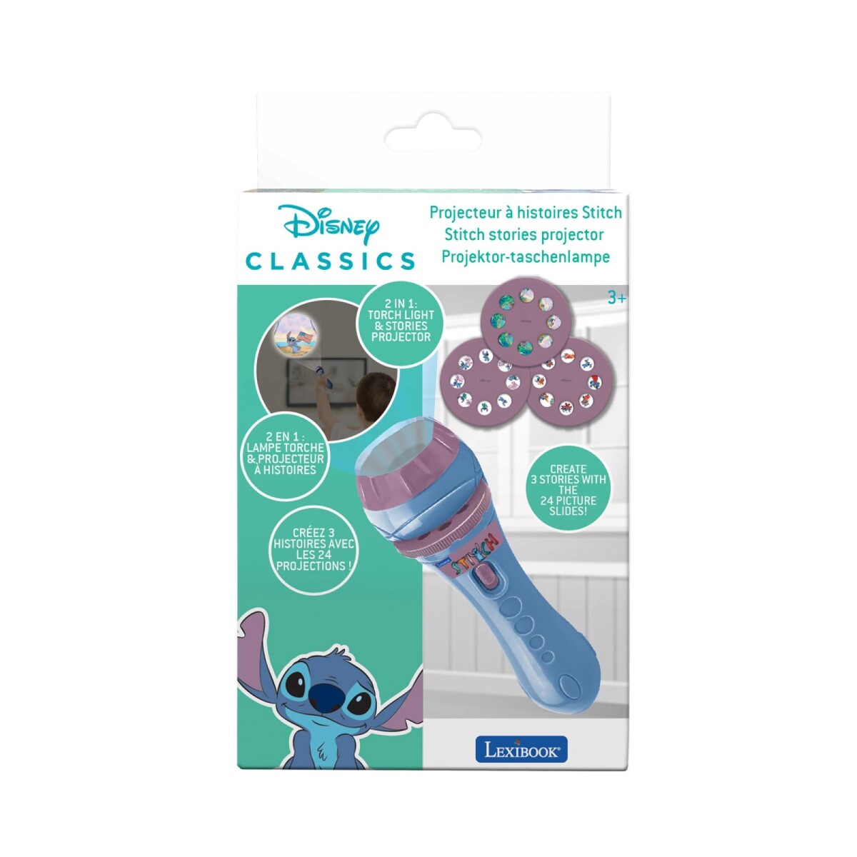 Linterna Proyector Lexibook con Discos Stitch 