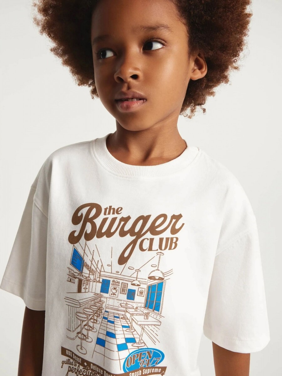 CAMISETA INFANTIL MANGA CORTA CON ESTAMPAS - BEIGE 