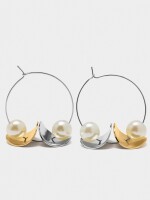 Aros De Pétalos Bicolor Con Perlas bicolor