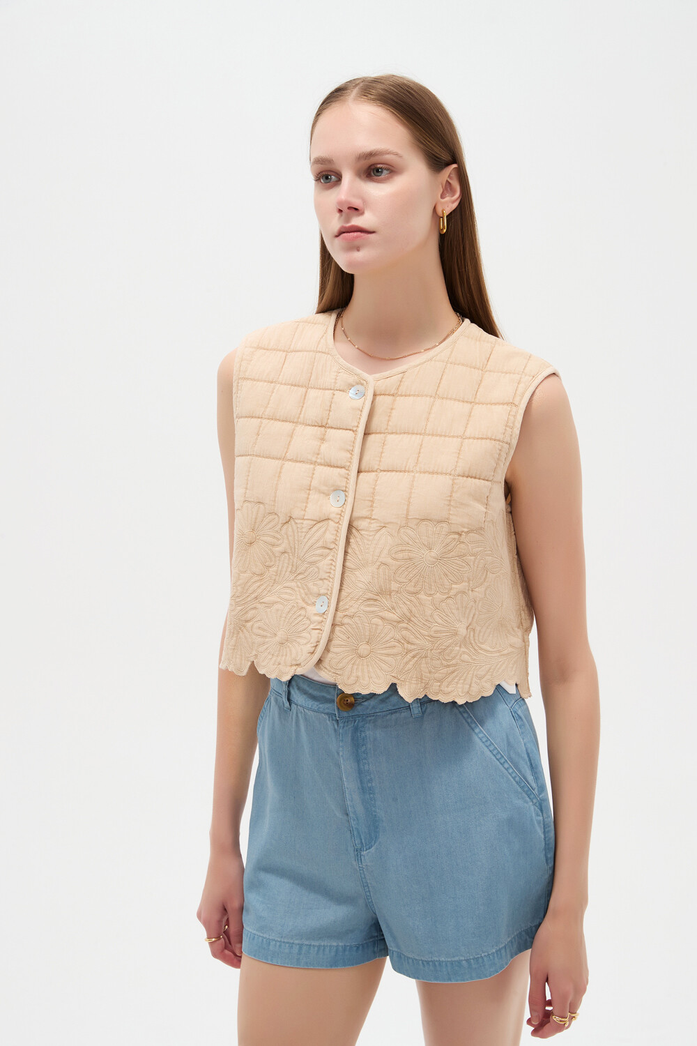 Chaleco Pufia Beige Claro